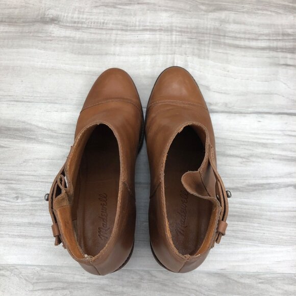 Madewell Ankle boots Womens 6 Brown Leather Slip On Side Snap Cap Toe Booties - Picture 9 of 13